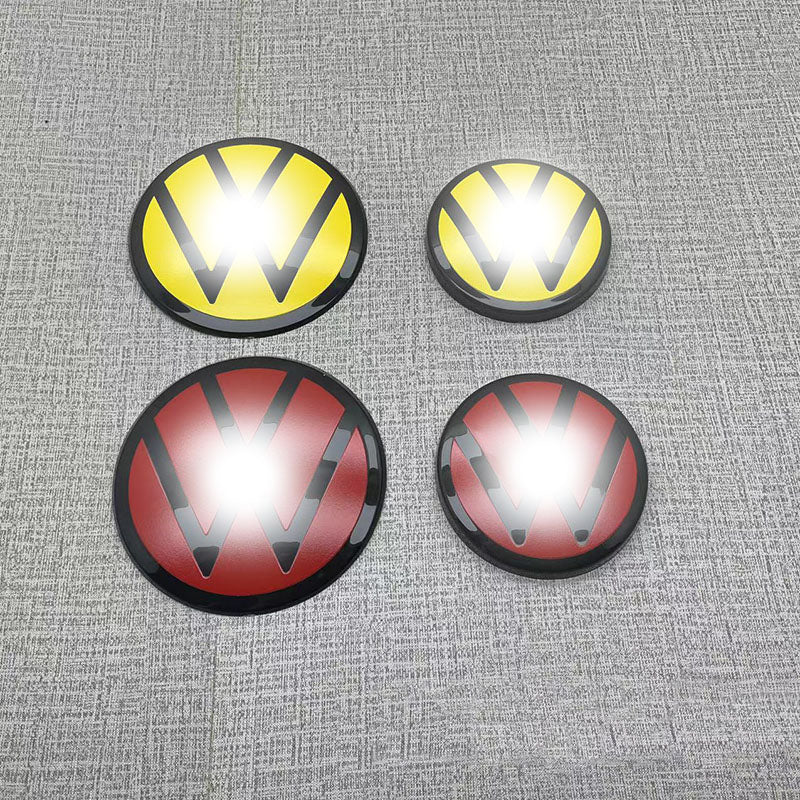 ABS Front Black Flat Emblem Badge Overlay Stickers for 2014-2017 MK7 & 2018-2020 MK7.5 Models (Yellow/Red)