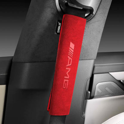 Alcantara Suede Safety Belt Car Seat Belt Protective Cover Shoulder Cover AMG