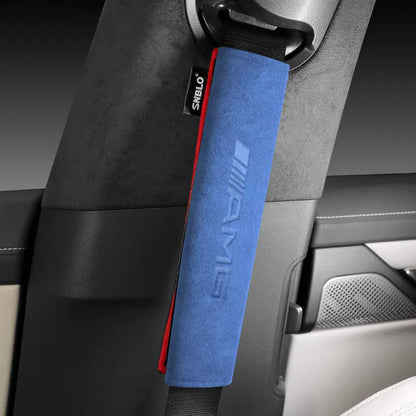 Alcantara Suede Safety Belt Car Seat Belt Protective Cover Shoulder Cover AMG
