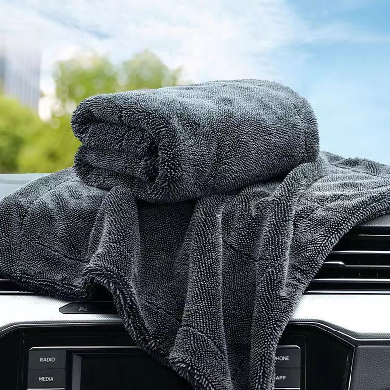 Double-Sided Water-Absorbing Car Cleaning Towel with Braided Design