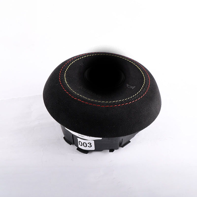 Synthetic Cashmere Steering Wheel Airbag Cover Compatible with MK7 and MK7.5 GTI/R Models (No Emblem Included) (Germany Flag stitching style)