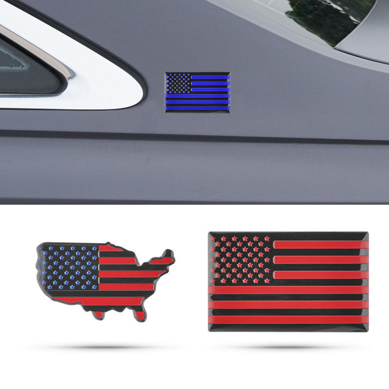 American Flag Car Emblem 2 PACK) 3D METAL American Flag Sticker Decal Emblem Truck Car Boat RV Fridge 3 X 5 American Flag - Foto 3
