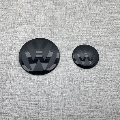 ABS Made Front and Back Black Emblem Badge Stickers For 2014-23+ Volkswagen Polo (All Flat)