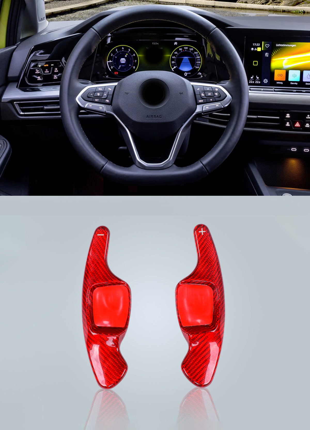 Real Carbon Fiber Paddle Shifter Extensions Compatible with MK8 Models (2021+)