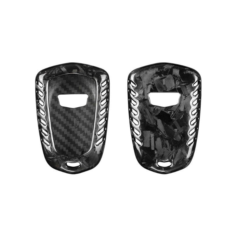 Custodia portachiavi in fibra di carbonio per modelli di veicoli di lusso compatibili (con logo a forma di scudo)