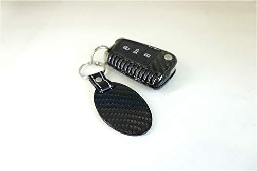 Pinalloy Real Carbon Fiber Key Chain Key Fob with Stitched Leather (Style C)