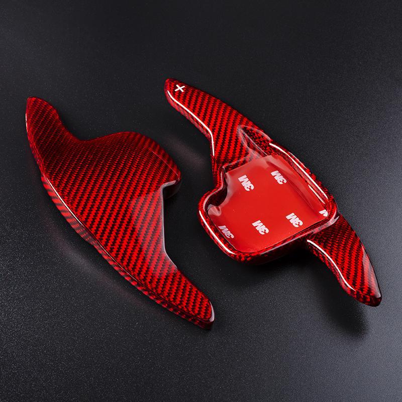 Real Red Carbon Fiber Steering Wheel Paddle Shifter Extension for 2 3 4 5 6 7 X1 X5 Z4 Series 2010-2016 models