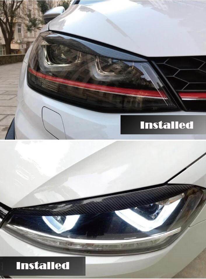 Pinalloy Carbon Fiber Headlight Eyelids Eyebrow For Volkswagen VW MK 7