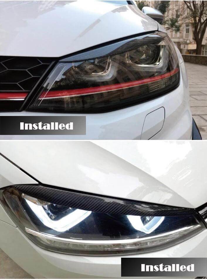 Pinalloy Carbon Fiber Headlight Eyelids Eyebrow For Volkswagen VW MK 7