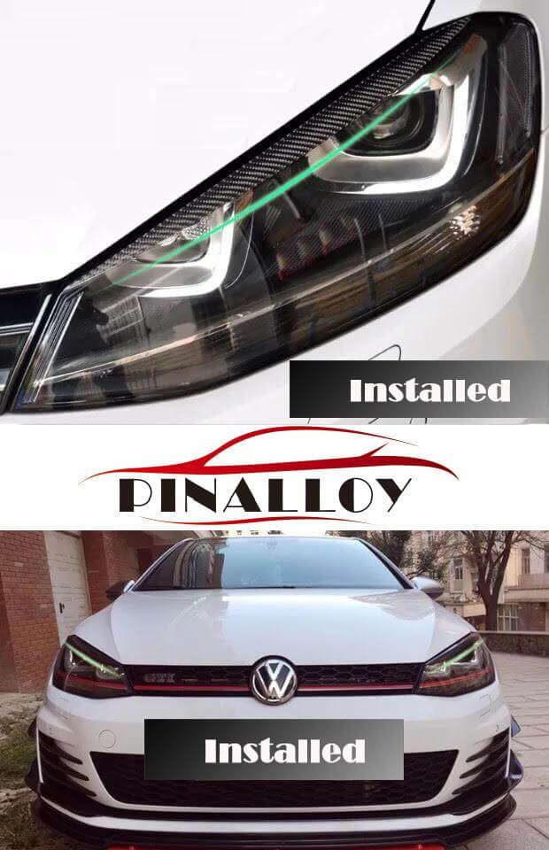 Pinalloy Carbon Fiber Headlight Eyelids Eyebrow For Volkswagen VW MK 7