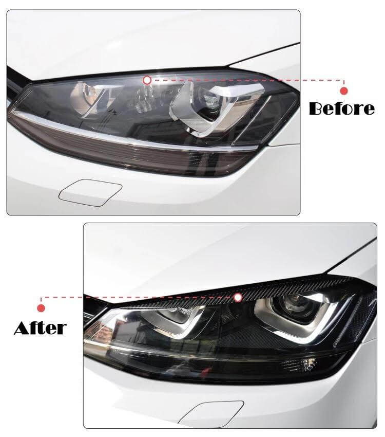 Pinalloy Carbon Fiber Headlight Eyelids Eyebrow For Volkswagen VW MK 7