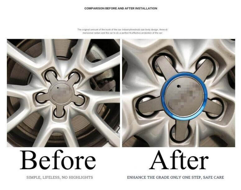 (Set of 4) Aluminum Interior Metal Wheel Frame Ring Emblem For Audi A3 A4L A6L A7 A8 (Yellow) - Pinalloy Online Auto Accessories Lightweight Car Kit