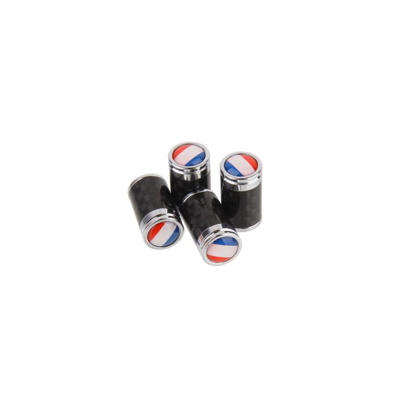 (Set of 4pcs) Carbon Fiber CAR Airtight Wheel Tire Air Valve Caps Stem Cover With France Flag - Pinalloy Online Auto Accessories Lightweight Car Kit