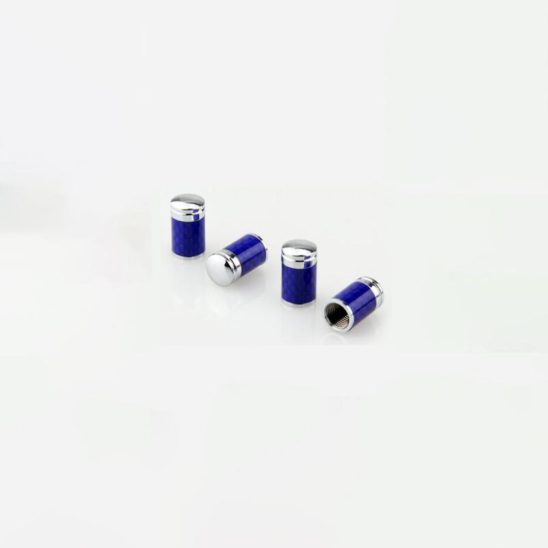 (Set of 4pcs) Blue Carbon Fiber CAR Airtight Wheel Tire Air Valve Caps Stem Cover - Pinalloy Online Auto Accessories Lightweight Car Kit
