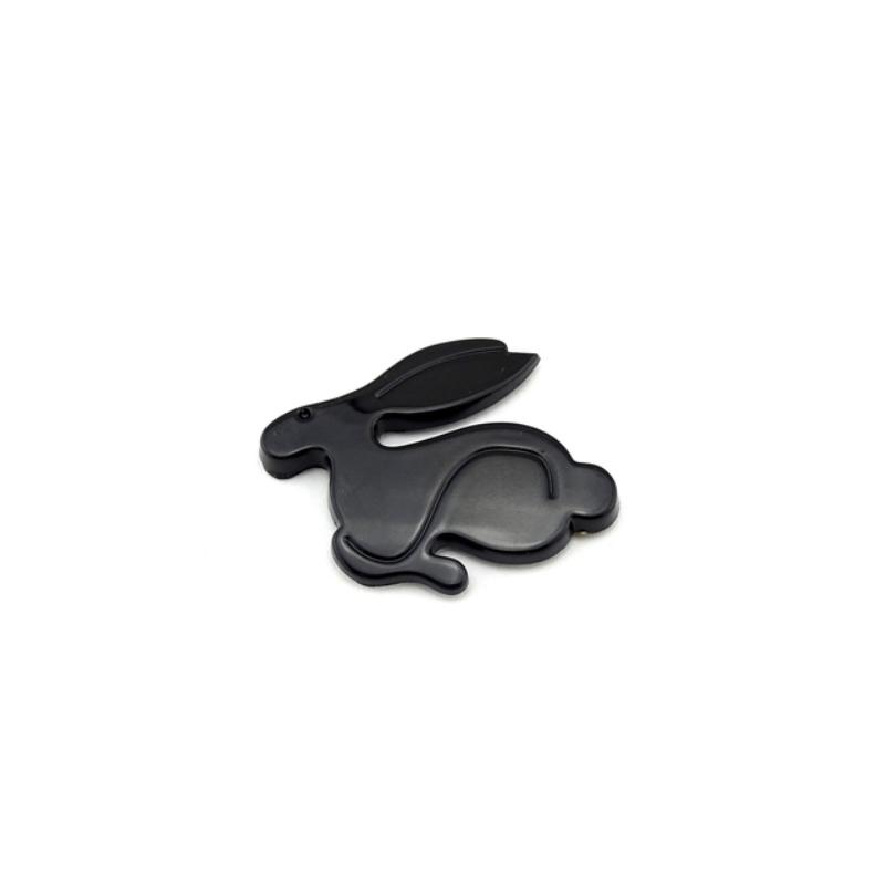 3D Thick ABS Rabbit Badge Emblem (Glossy Black)