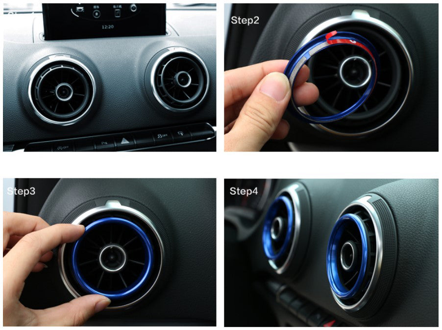 Pinalloy 4 pcs Air Vent Cover Alloy Ring Decoration Trim For Audi A3/S3 Q2L 8V 2012-2019