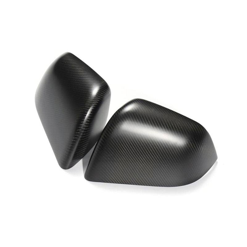(Set of 2) Pinalloy Real Matted Carbon Fiber Side Door Mirror Cover For Tesla Model Y