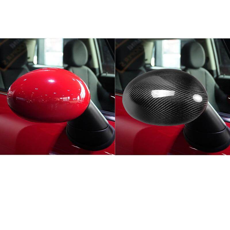 (Set of 2) Pinalloy Real Carbon Fiber Side Door Sick-ON Mirror Cover For MINI R55 R56 R57 R58 R59 R60 (2007-2014)
