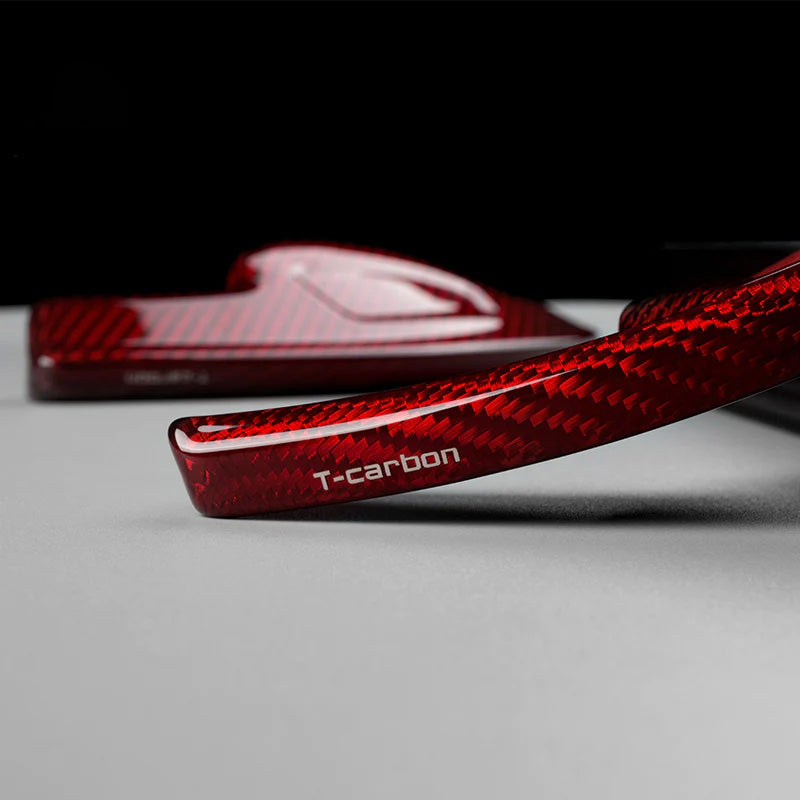 Pinalloy Red Carbon Fiber Paddle Shift Extenders for Audi RS4, RS5, RS6, RS7 (2020+)
