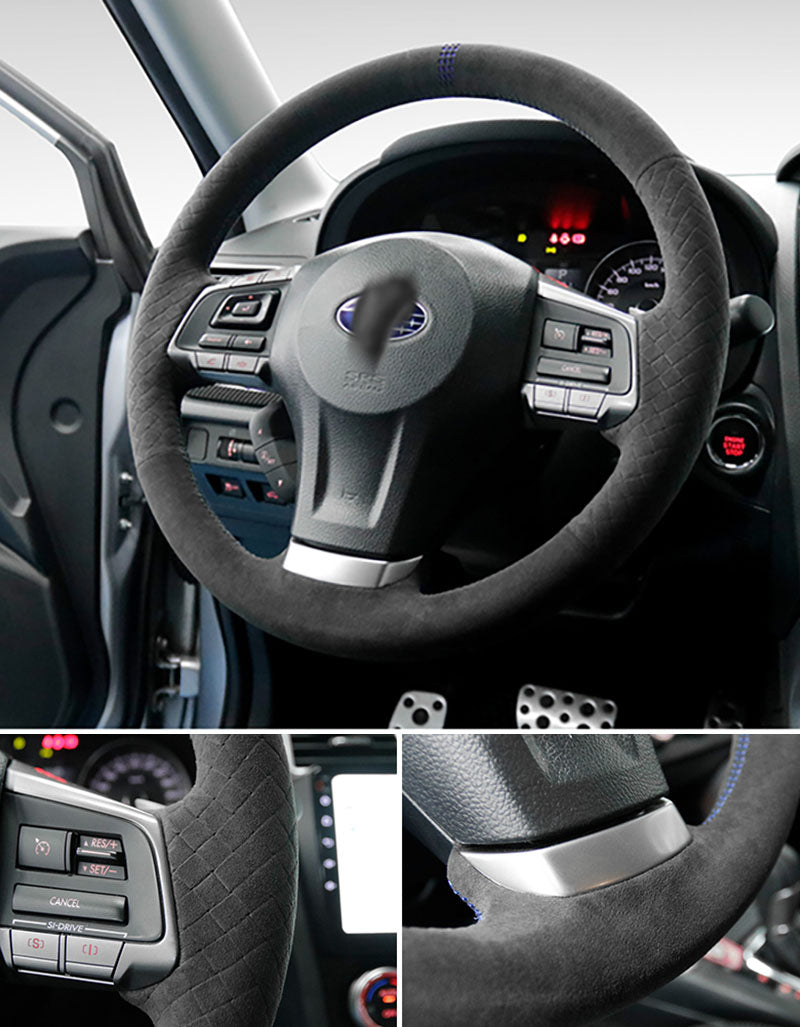 Pinalloy Synthetic Cashmere Steering Wheel Cover for Subaru 2017+ (Blue Rope Blue Square Mark)