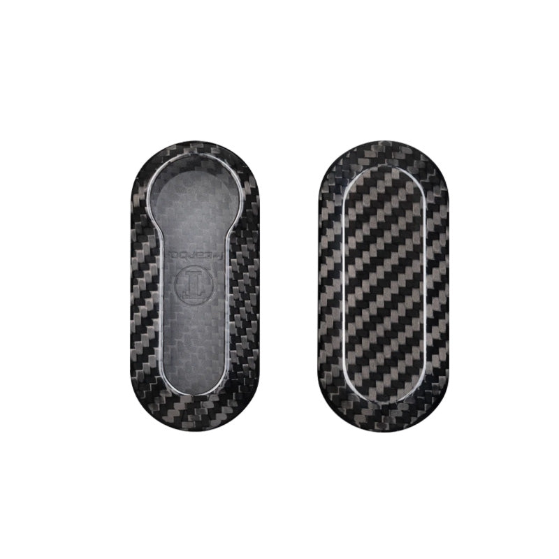 Custodia per chiave con telecomando in vera fibra di carbonio per FIAT 500 Ducato Grande Punto Doblò Bravo Panda Punto (Nero)