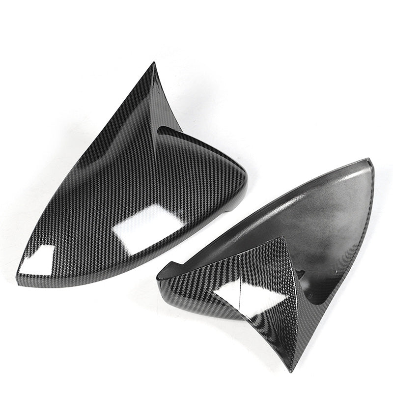 (Set of 2) ABS Plastic Carbon Fiber Pattern Horn Style Side Door Mirror Cover Caps for Compatible with Golf Mk7 GTI (2014 - 2018)