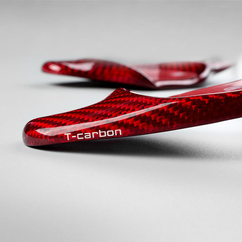 Estensione del cambio al volante in fibra di carbonio rossa per RS3, RS4, RS5, S3, S5, S6 2014-2017; RS6 e RS7 2013-2019