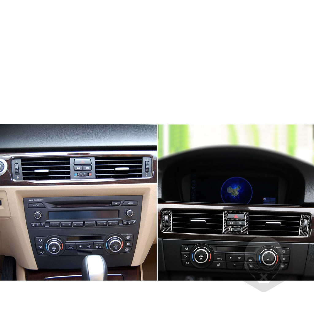 homeholiday 2PCS 3D Carbon Fiber Car Air Conditioning CD Panel Decorative  Cover Sticker for BMW E90/E92/E93 