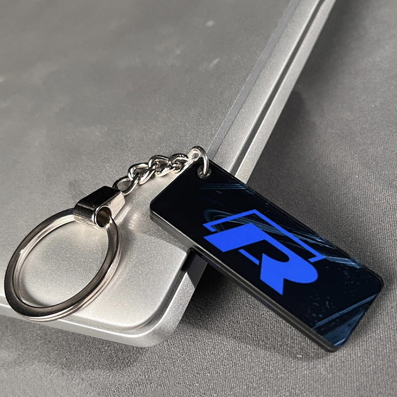 Pinalloy Black and Blue Key Chain with "R"