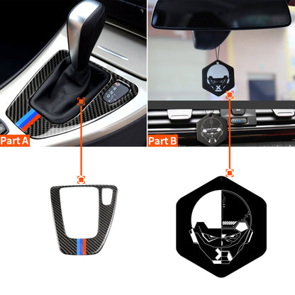 Pinalloy carbon fiber shift control panel car interior frame sticker Suitable for BMW E90/E92/E93 3 series Right drive（BMW color）