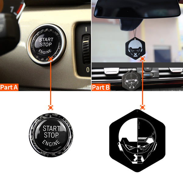 Pinalloy Carbon Fiber Sticker E90/E92/3 Series One Key Start Button Car Interior Decoration Modification for BMW