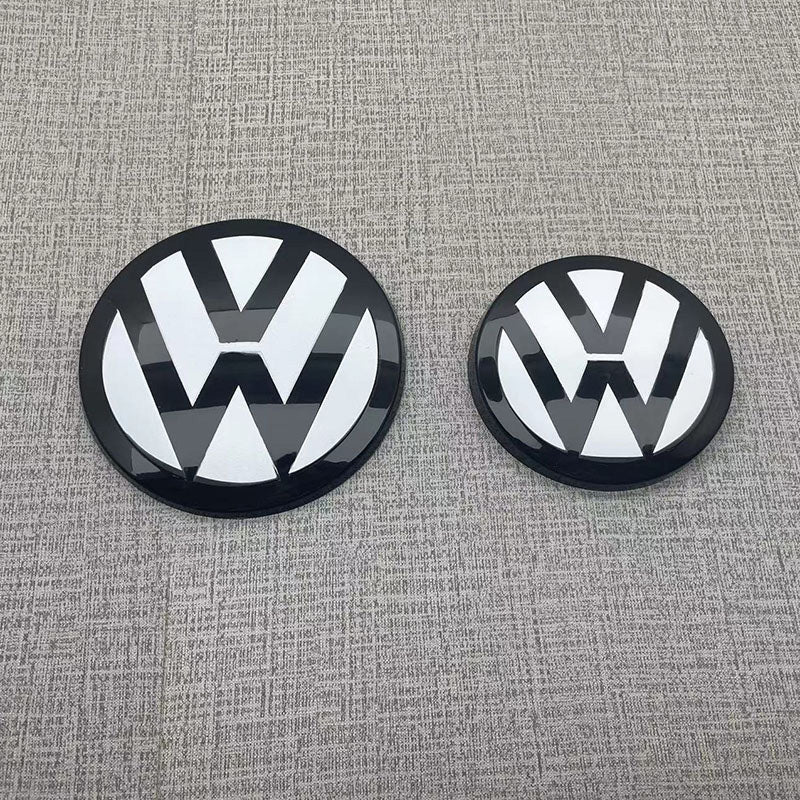 ABS Made Front and Back Black Emblem Badge Stickers For 2014-23+ Volkswagen Polo (All Flat)