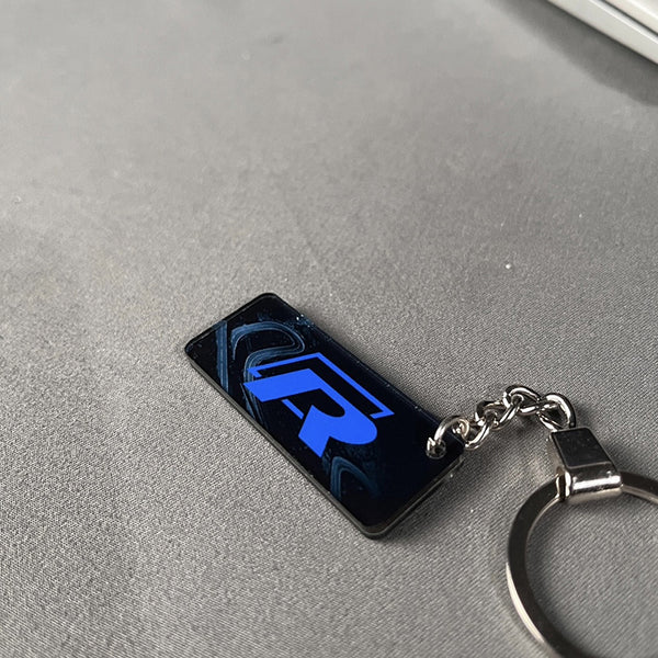 Pinalloy Black and Blue Key Chain with "R"