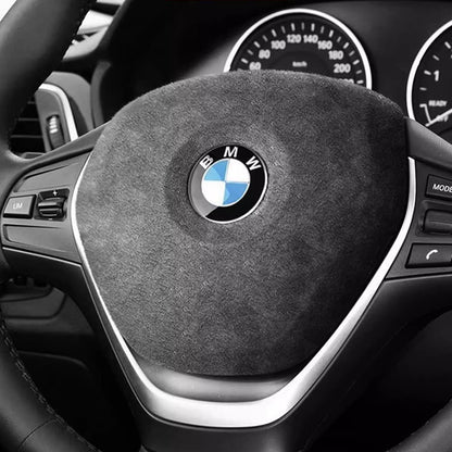 Alcantara Steering Wheel Cover for BMW 1, 3, 5, X1, X3, X5, X6 Series (Black)