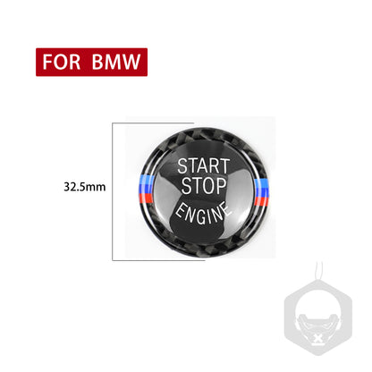 Pinalloy Carbon Fiber Sticker E90/E92/3 Series One Key Start Button Car Interior Decoration Modification for BMW (BMW three-color imported carbon fiber hard version)