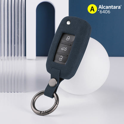 Pinalloy Alcantara Made Remote Flip Key Cover Case Skin Shell for VW Seat Skoda