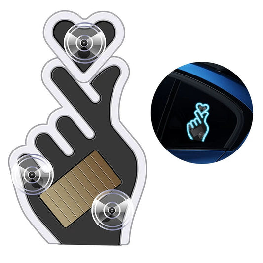 Solar Heart Neon Triangle Window Light – Wireless Multicolor LED Car Decor