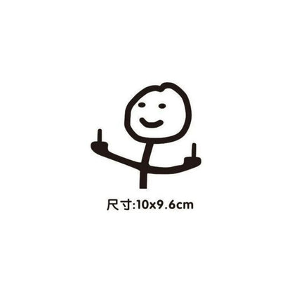 Smirking Stickman Double Middle Finger Car Sticker – Hilarious Taunting Decal for Windows