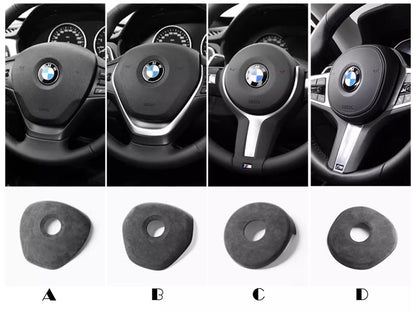 Alcantara Steering Wheel Cover for BMW 1, 3, 5, X1, X3, X5, X6 Series (Black)