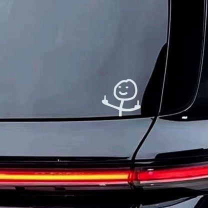 Smirking Stickman Double Middle Finger Car Sticker – Hilarious Taunting Decal for Windows