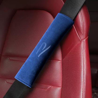 Alcantara Seat Belt Cover with VW Golf MK8 R Style with New R wording (Blue)