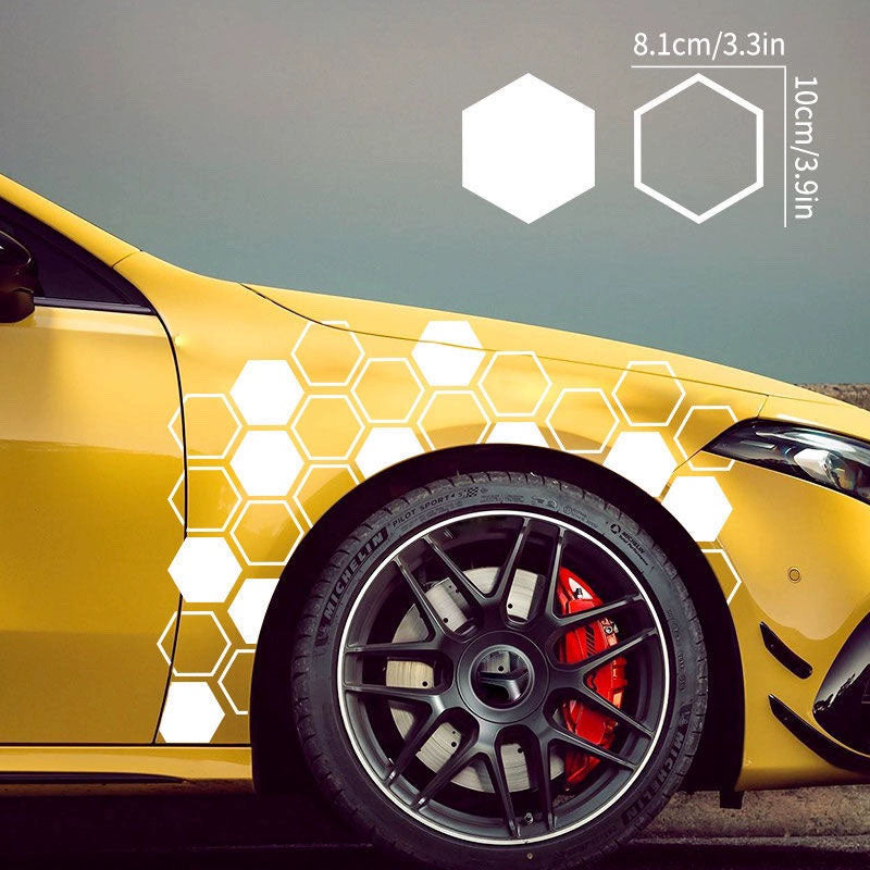 Honeycomb Pattern Car Stickers - Creative Personality Waistline & Body Decals for Universal Vehicle Tail Decoration