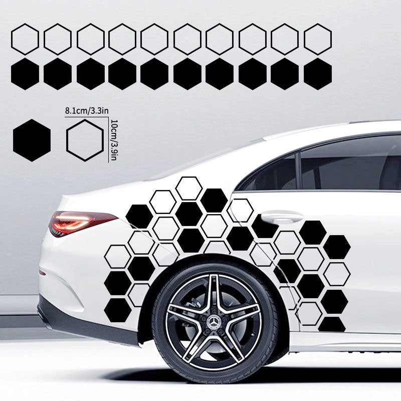 Honeycomb Pattern Car Stickers - Creative Personality Waistline & Body Decals for Universal Vehicle Tail Decoration