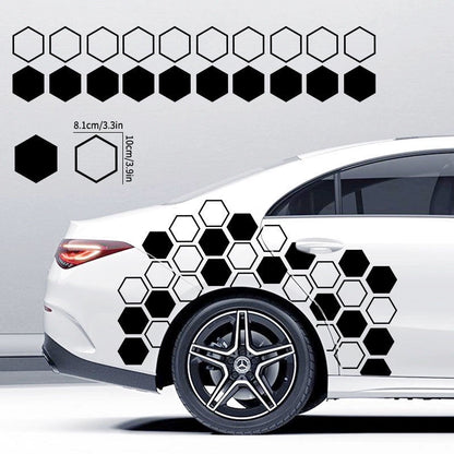 Honeycomb Pattern Car Stickers - Creative Personality Waistline & Body Decals for Universal Vehicle Tail Decoration