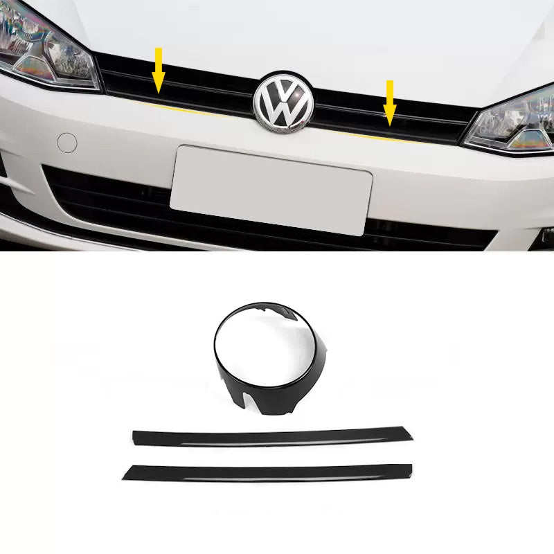 Pinalloy ABS Made Glossy Black Front Frame Grill Line Liner For VW MK7