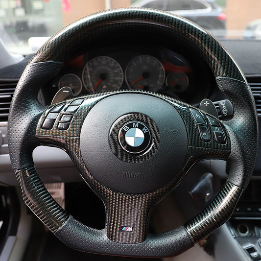 Carbon Fiber Steering Wheel Logo Decorative Stickers for BMW Old 3 Series E46