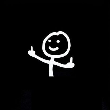 Smirking Stickman Double Middle Finger Car Sticker – Hilarious Taunting Decal for Windows
