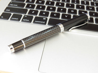 Deluxe Real Genuine Carbon Fiber Steel Black Ink Ball Pen - Pinalloy Online Auto Accessories Lightweight Car Kit 