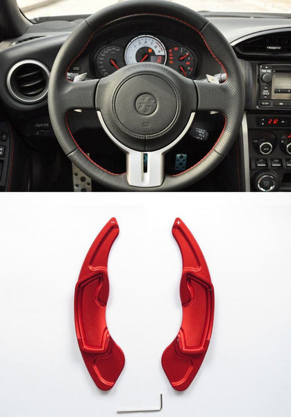 Pinalloy Red Alloy Steering Wheel Paddle Shifter Extension for GT86 FRS BRZ - Pinalloy Online Auto Accessories Lightweight Car Kit 