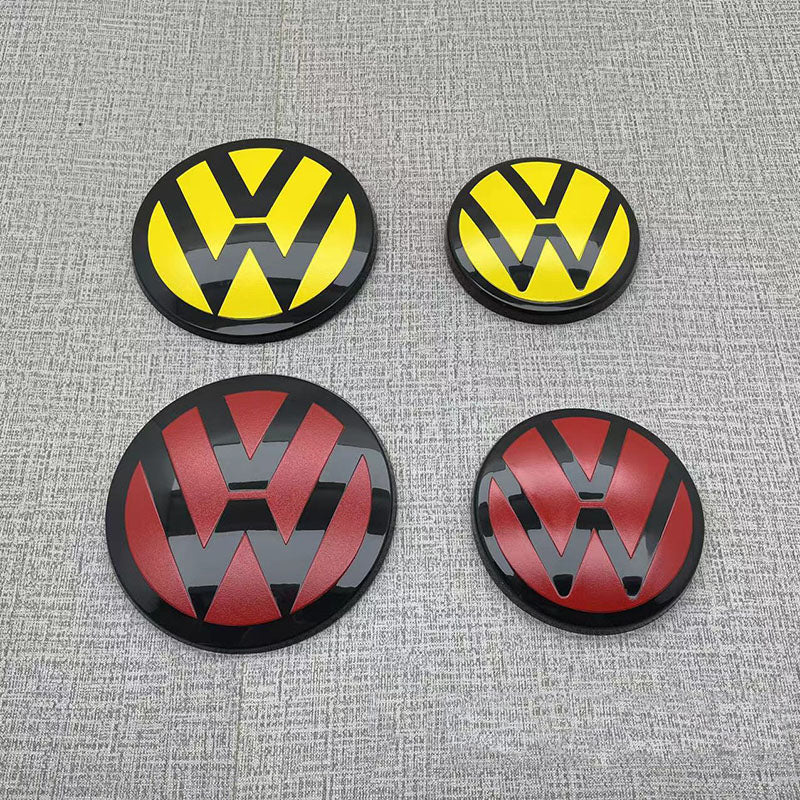 ABS Made Front Black Flat Emblem Badge Stickers For 2014-2017 MK7 & 2018-2020 MK7.5 Models (Yellow/Red)